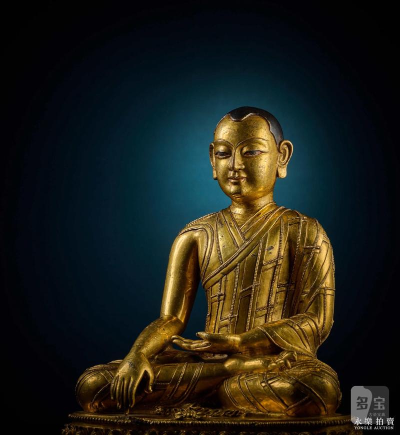 14世纪（丹萨替） 铜鎏金止贡巴·仁钦贝像 - 图7
